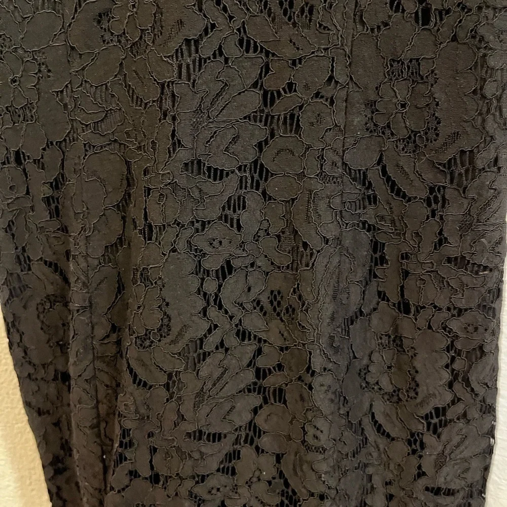 Fame and Partners black lace maxi dress with dramatic slit size 0